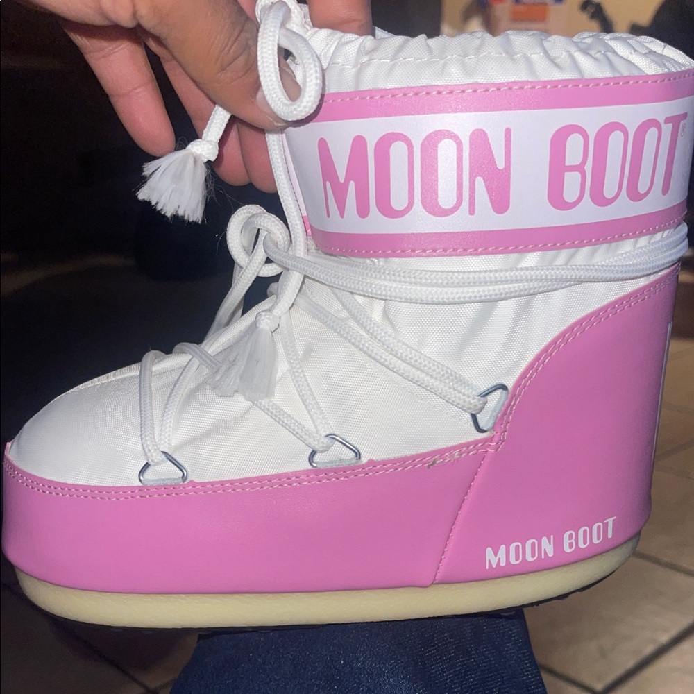 Moon Boot Pink and White Winter Footwear